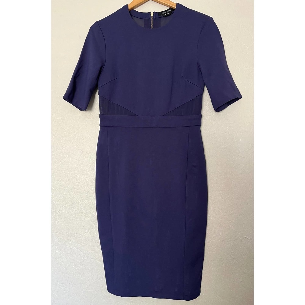 Faux Pas Womans purple pencil dress size 10 midi length